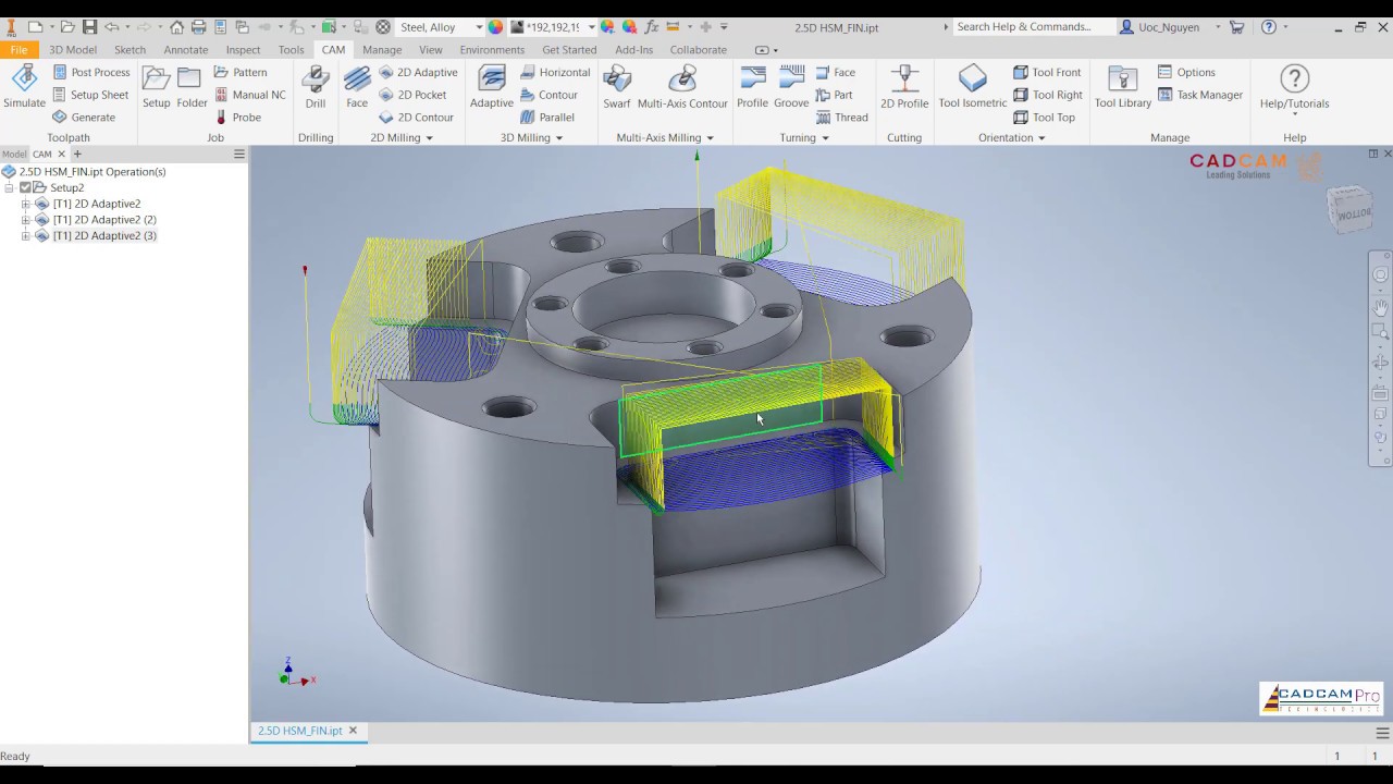 Inventor HSM 2020 Tutorial #40 | Mill 2D HSM Adaptive Clearing