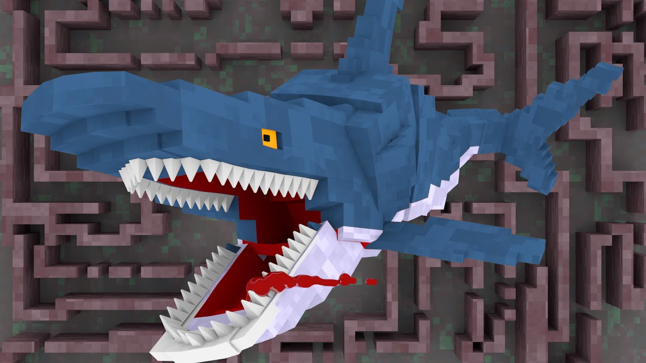 Minecraft | MURDER MAZE CHALENGE - Jaws Shark Attack! (Jaws Shark vs Baby)