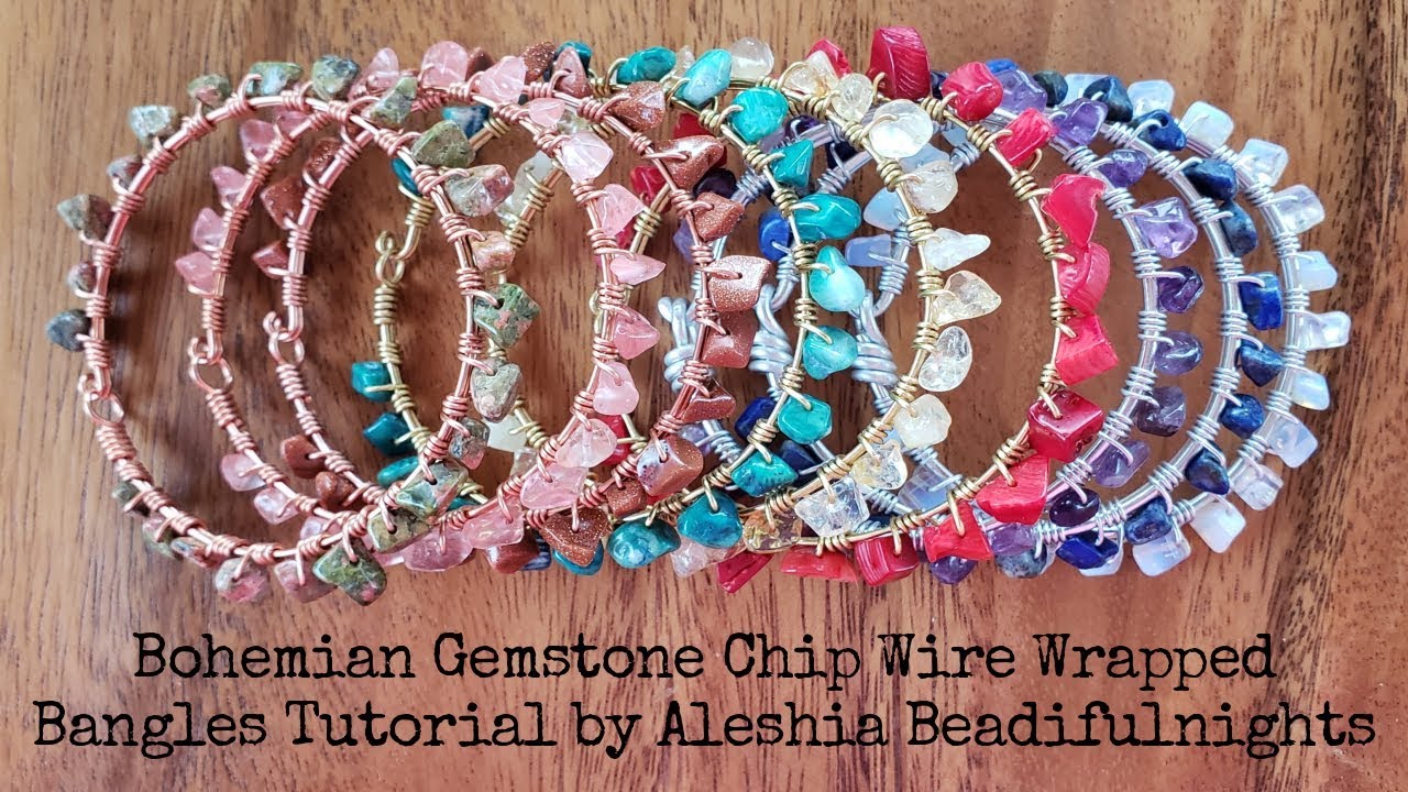 Bohemian Gemstone Chip Wire Wrapped Bangles Tutorial