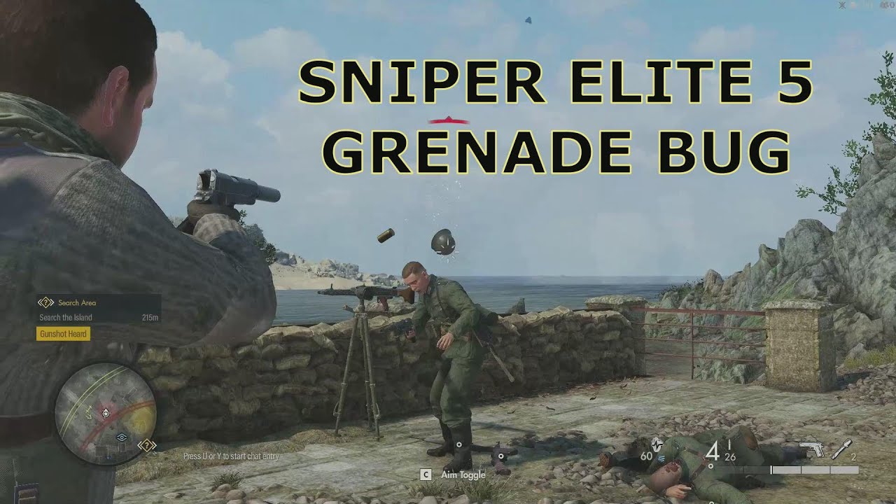 Sniper Elite 5 grenade Bug (Glitch) and AI slow reaction caught on camera