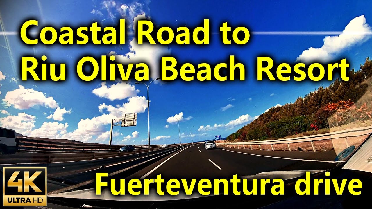 Drive from Castillo Caleta de Fuste to RIU Oliva Beach Resort in Fuerteventura / Car Ride / 4K