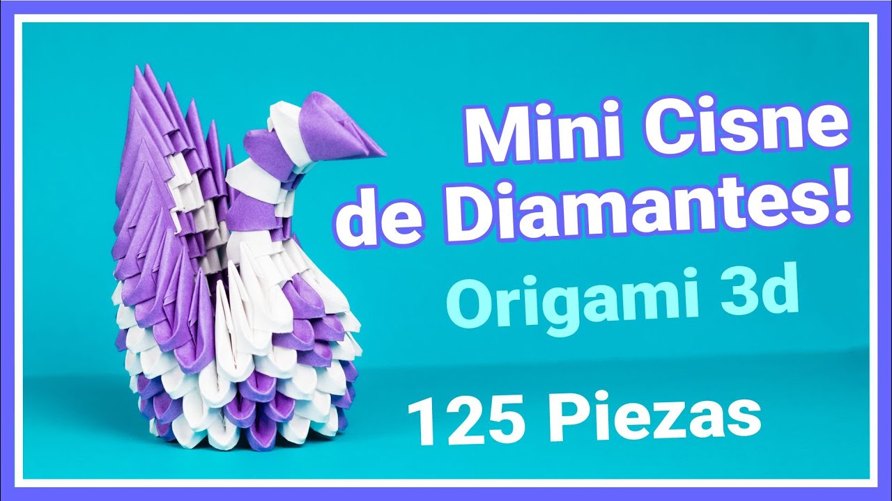 CREA un 🔷 Mini Cisne de DIAMANTES 🔶 de Origami 3d 🔷125 Piezas, Pepara 60 blancas y 65 de color