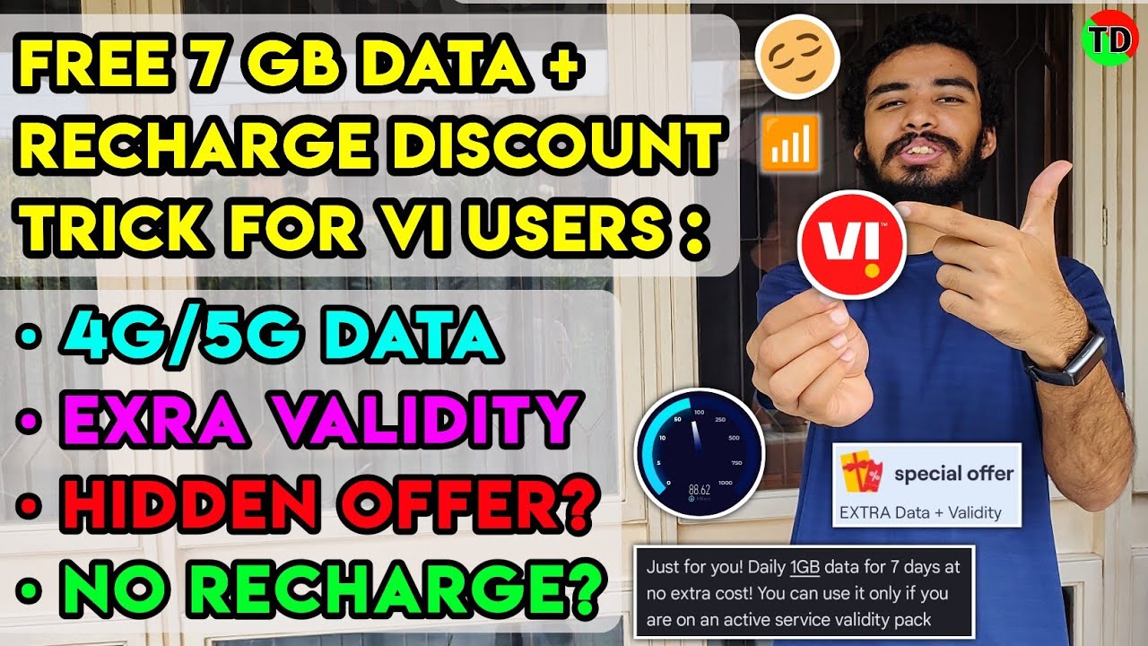 Vi Free 7 GB Data Trick -  Get Free Data And Discounts On Recharge Plans - Vi Free Data Offer 😁🤩