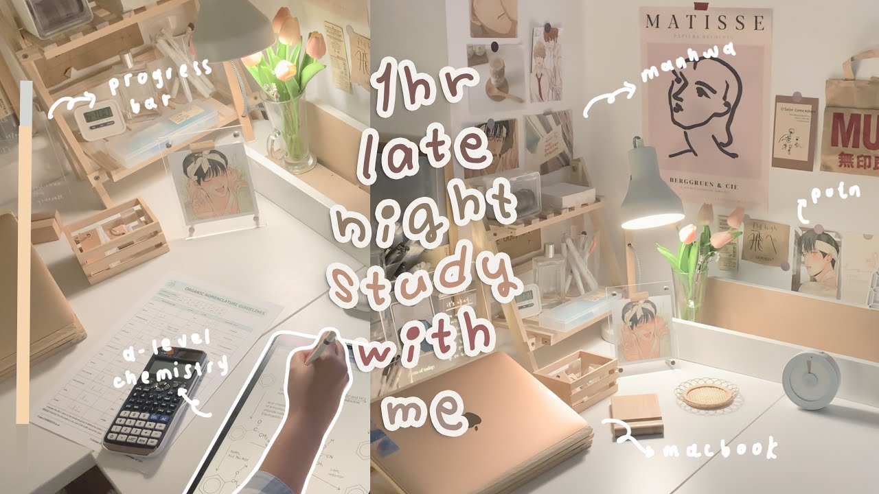1 HOUR real time late night study with me (chill lofi music) #5 🧸 ipad note taking, typing bg noise