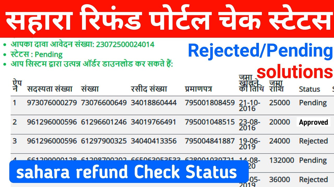 Sahara Refund Check Status || Rejected and Pending Sahara Refund Portal Check Status #sahararefund
