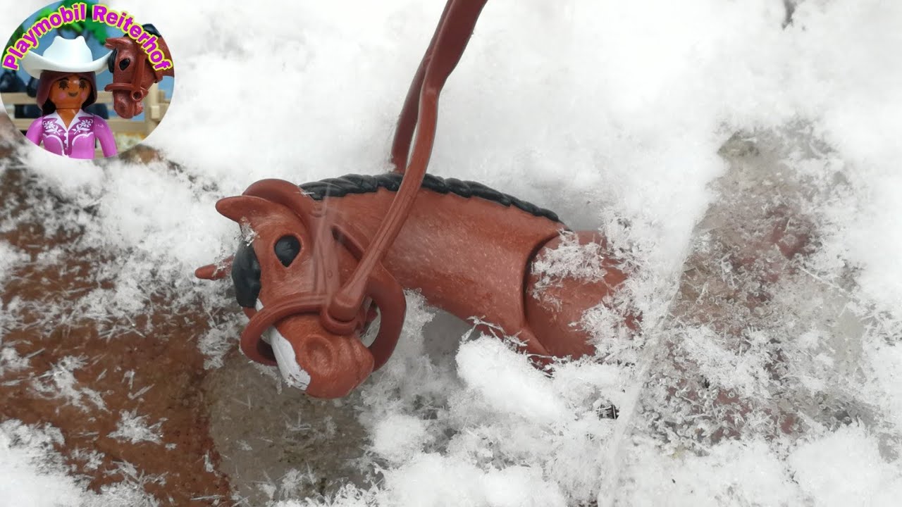 Pferd im Eis eingebrochen - horse broke in the ice - Playmobil Reiterhof Pferde Feuerwehr Einsatz 4K