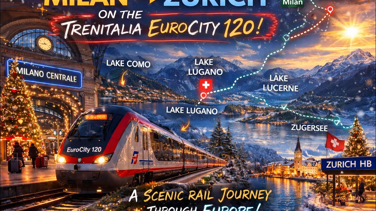 🇮🇹 🚆4K Milan to Zurich on Trenitalia EuroCity 120 Through 5 Stunning Lakes | Italy
