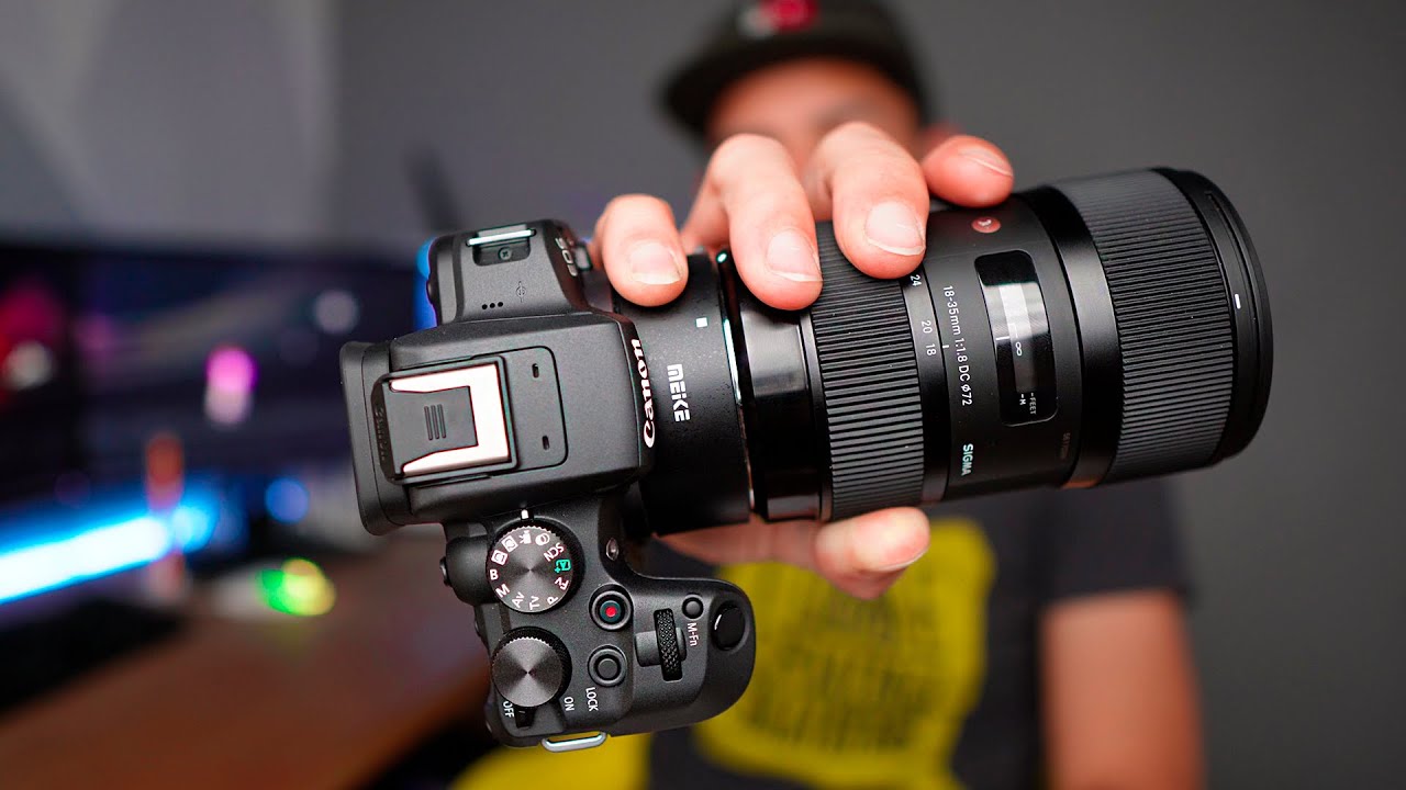 Canon R10 Sigma 18-35mm f1.8 adaptador Meike