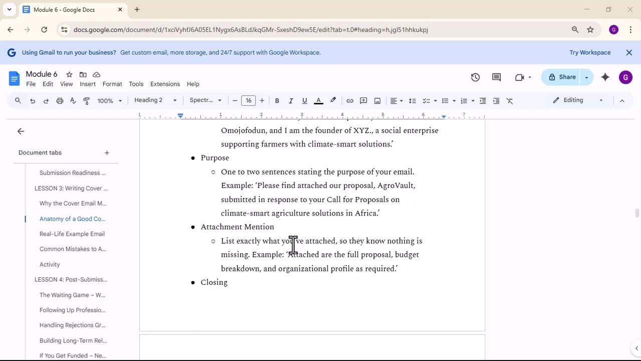GT - MOD 6, LESSON 3 | Writing Cover Emails for Grant Proposals