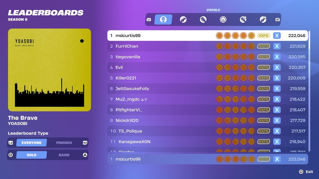 [Fortnite Festival S6] The Brave Expert Vocals 100% FC 1st Place All Perfects