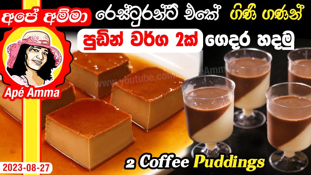 ✔ රෙස්ටුරන්ට් එකේ ගිණි ගණන් පුඩින් වර්ග 2ක් ගෙදර හදමු Two easy dessert pudding recipes by Apé Amma