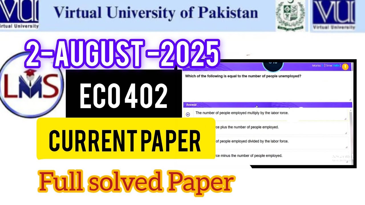 Eco 402 current final term paper 2025 spring || eco402 final term current  solved paper