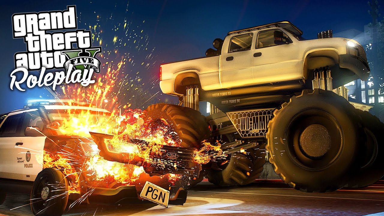 TROLLING THE COPS WITH A LIFTED TRUCK - GTA RP