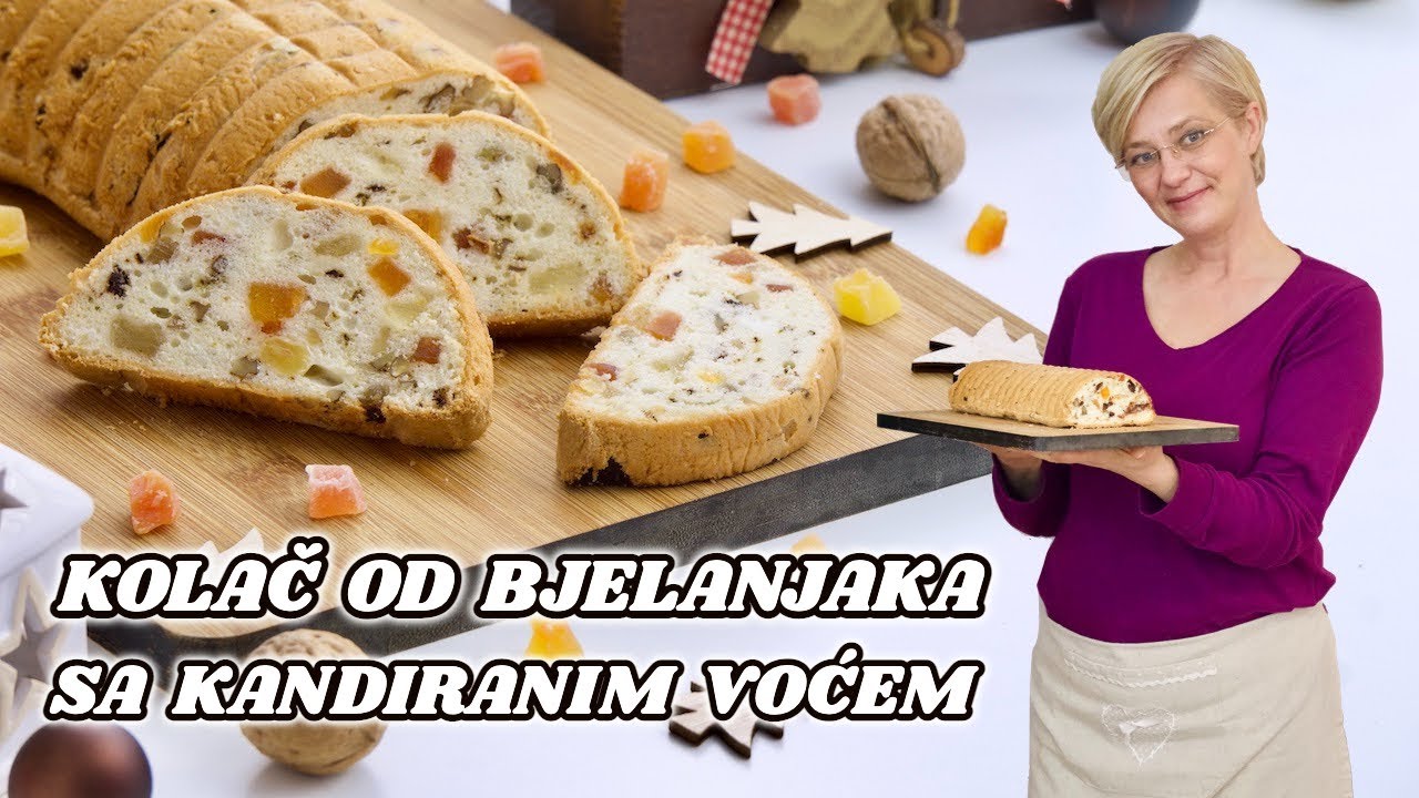 Božićni kolači: KOLAČ OD BJELANJAKA SA KANDIRANIM VOĆEM • ReciPeci Sandre Gašparić