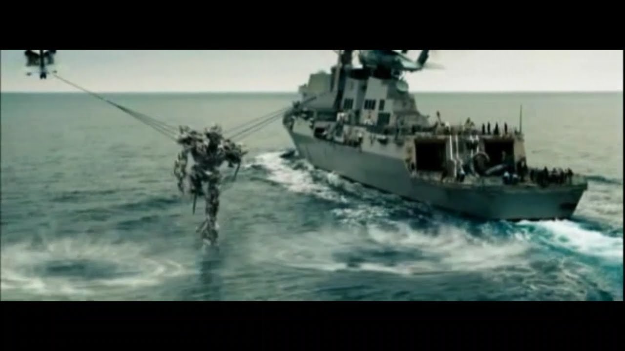 Transformers movie 2007 - the death of Megatron and the scene of dumping his body to the gocean