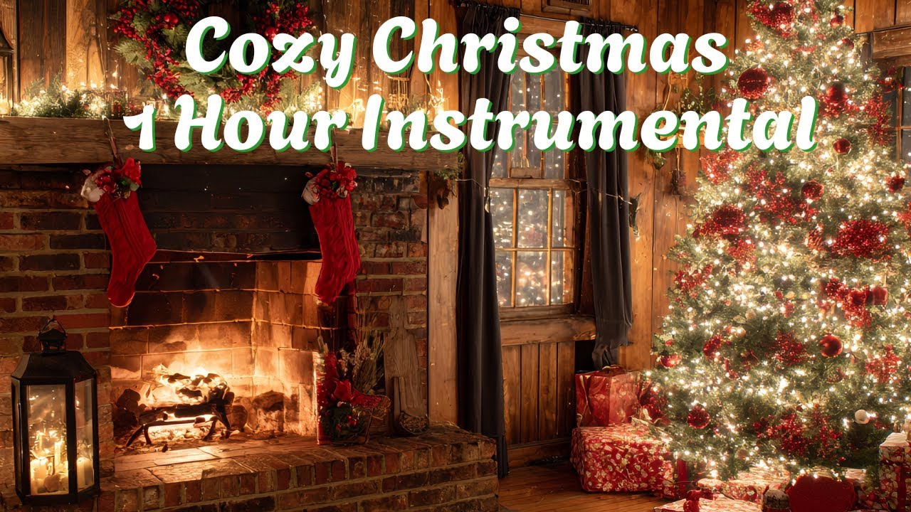 Fireplace Christmas Music 🎄 1 Hour Cozy Holiday Instrumental (No Words)