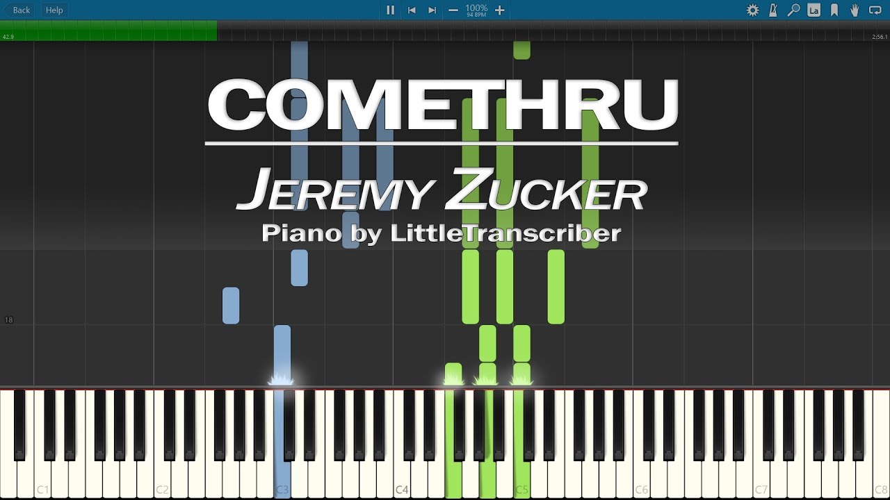 Jeremy Zucker - comethru (Piano Cover) Synthesia Tutorial by LittleTranscriber