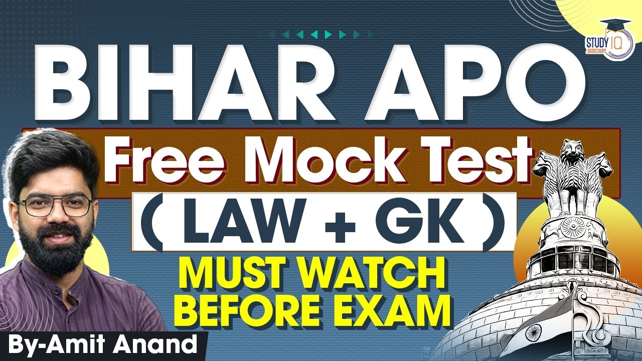 Bihar APO 2026 Free Mock Test | Law + GK | Must Watch Before Exam