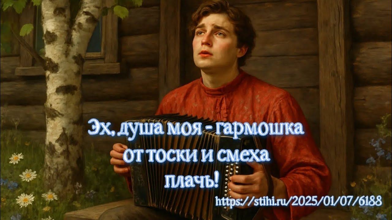 ЭХ, ДУША МОЯ, ГАРМОШКА - ОТ ТОСКИ И СМЕХА ПЛАЧЬ.