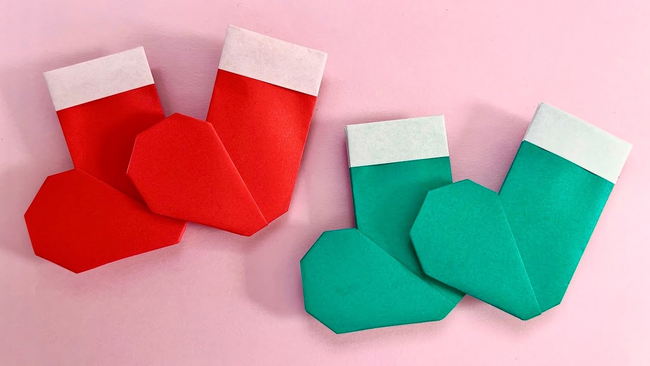 【簡単折り紙】1番分かりやすい！可愛い サンタブーツ 折り方 クリスマス 靴 くつ 【Christmas Origami】How to make Easy Cute Paper Santa Boots