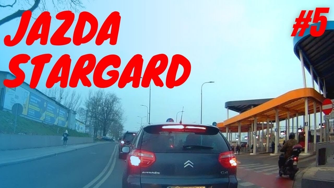 Jazda Stargard #5 Cham skuterem po przejściu wymusił na czerwonym świetle