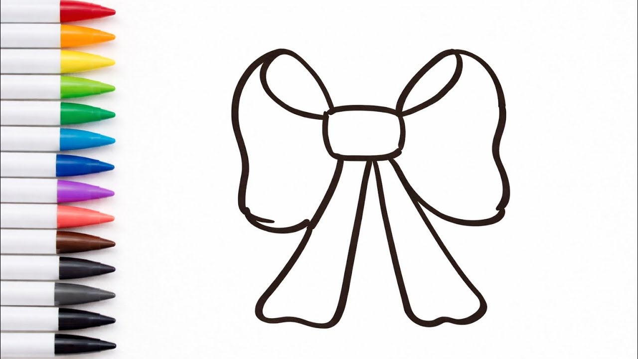 Easy Bow Drawing and Coloring for Kids | Cute Ribbon Bow Step by Step Tutorial