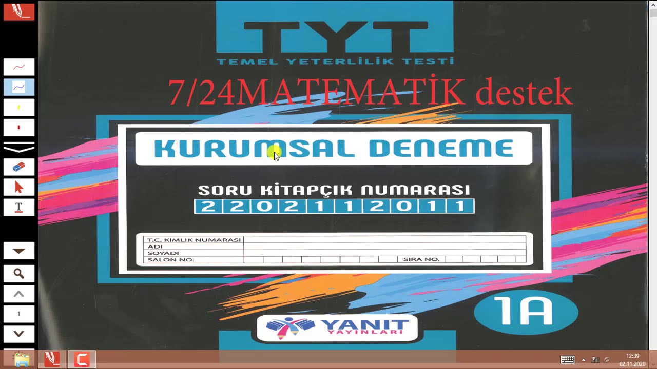 YANIT YAYINLARI KURUMSAL TYT DENEME SINAVI 1 MATEMATİK SORULARININ ÇÖZÜMLERİ