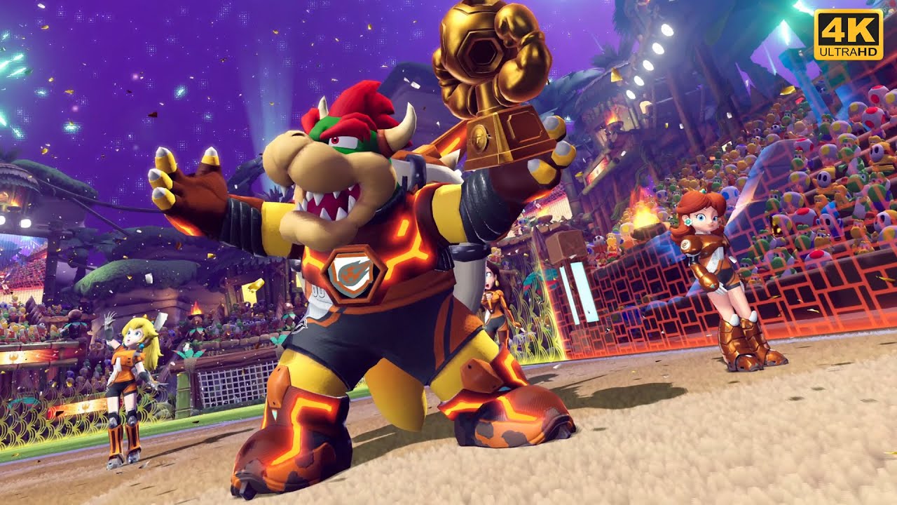 Mario Strikers: Battle League - Team Bowser Peach Daisy Pauline | Galactic Mode Muscle CUP | 4K