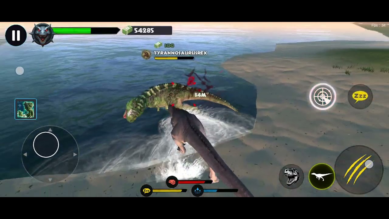 A 5 minute video in jurassic clash with allosaurus!