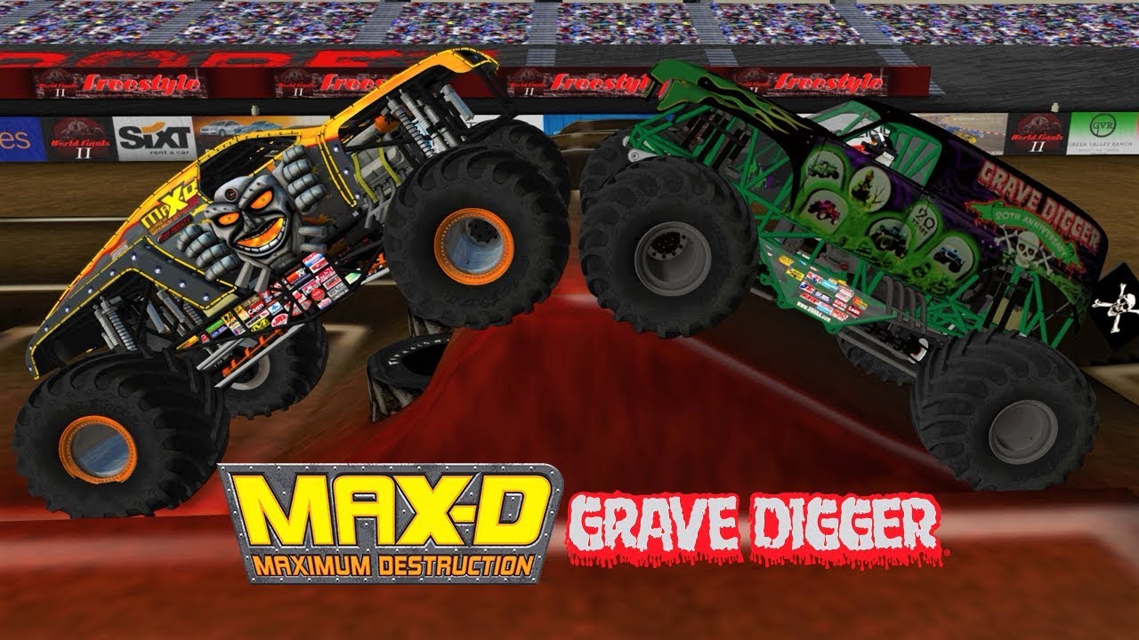 Team Meents vs Team Grave Digger - 16 Truck World Finals Freestyle: Monster Jam Rigs of Rods