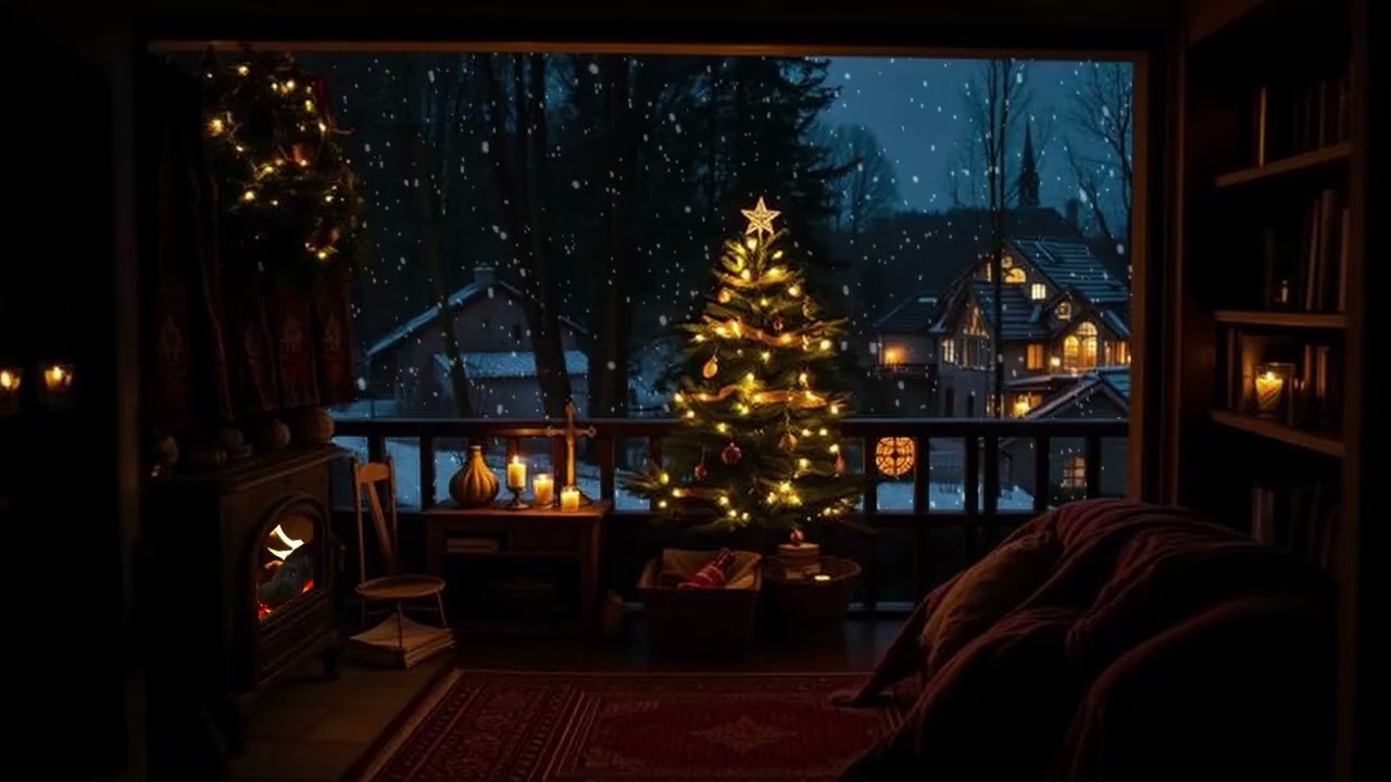 Scenic Lullaby - Winterstorm Fireplace Sounds - No Music
