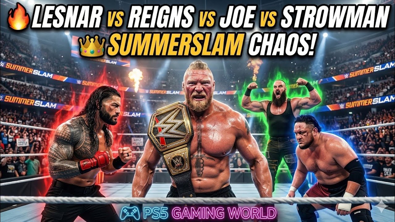The Most Destructive Fatal 4-Way in WWE History🔥Lesnar, Reigns, Strowman & Joe #wwe #viral #trending