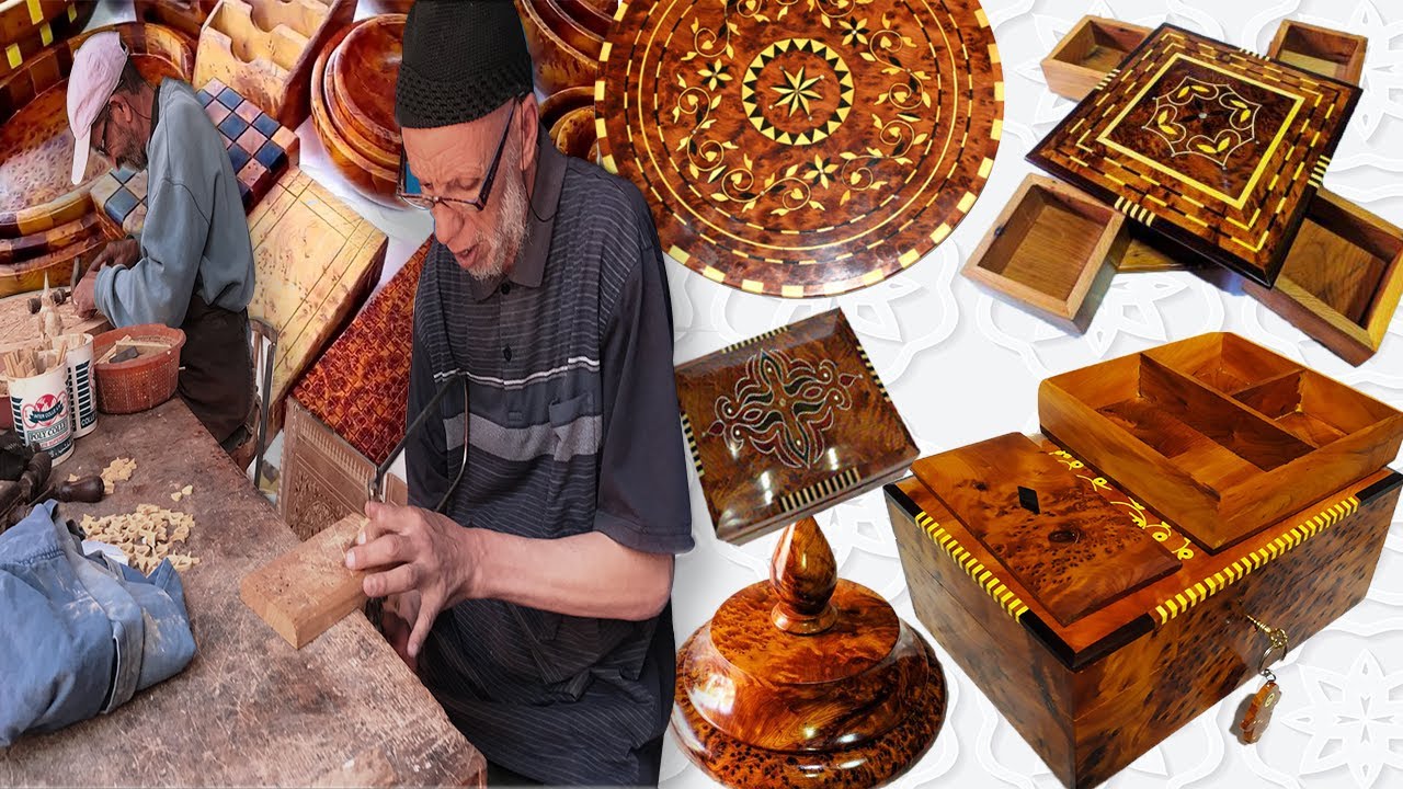 Handcrafted wooden masterpieces by the artisans of the Moroccan city of Essaouira😍🌲🇲🇦