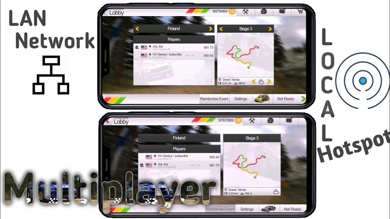 How to play Rush Rally 3 LAN Multiplayer | Local Hotspot | Offline