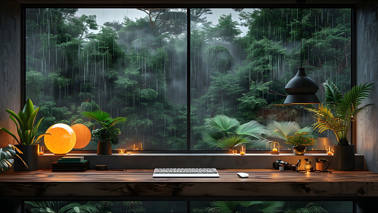 ☔📚 조용한 비 내리는 작업 공간, 피아노와 빗소리 힐링Calm Rainy Workspace – Piano & Rain Sounds