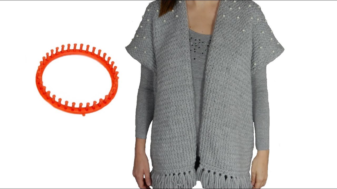 Tricotin - Tuto Poncho Gilet loose avec perles / Loom Knitting