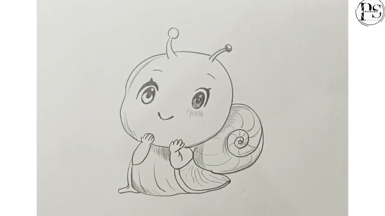 Cute Snail Pencil Drawing || Easy Cartoon Snail Sketch for Beginners, (@ps7drawing)
