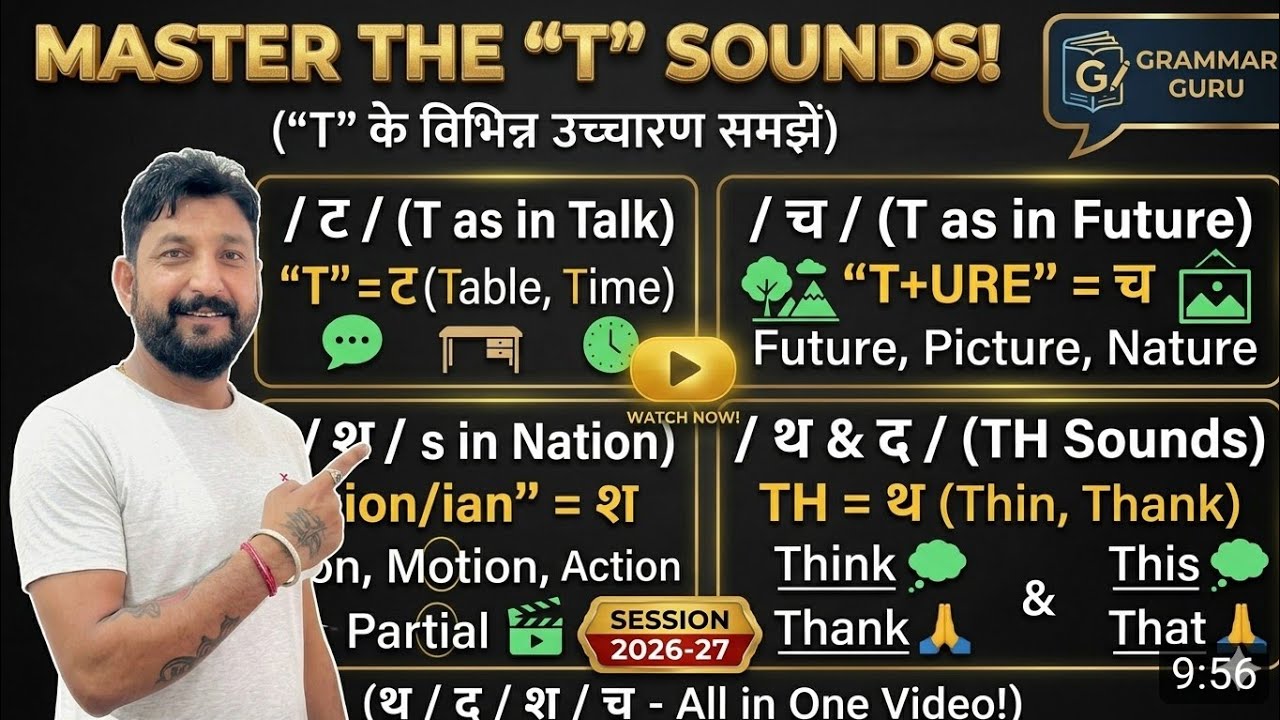 अंग्रेजी के (T) वर्ण का आसान उच्चारण, सीखे अंग्रेजी पढ़ना और बोलना आसान तरीके से #english #grammar 