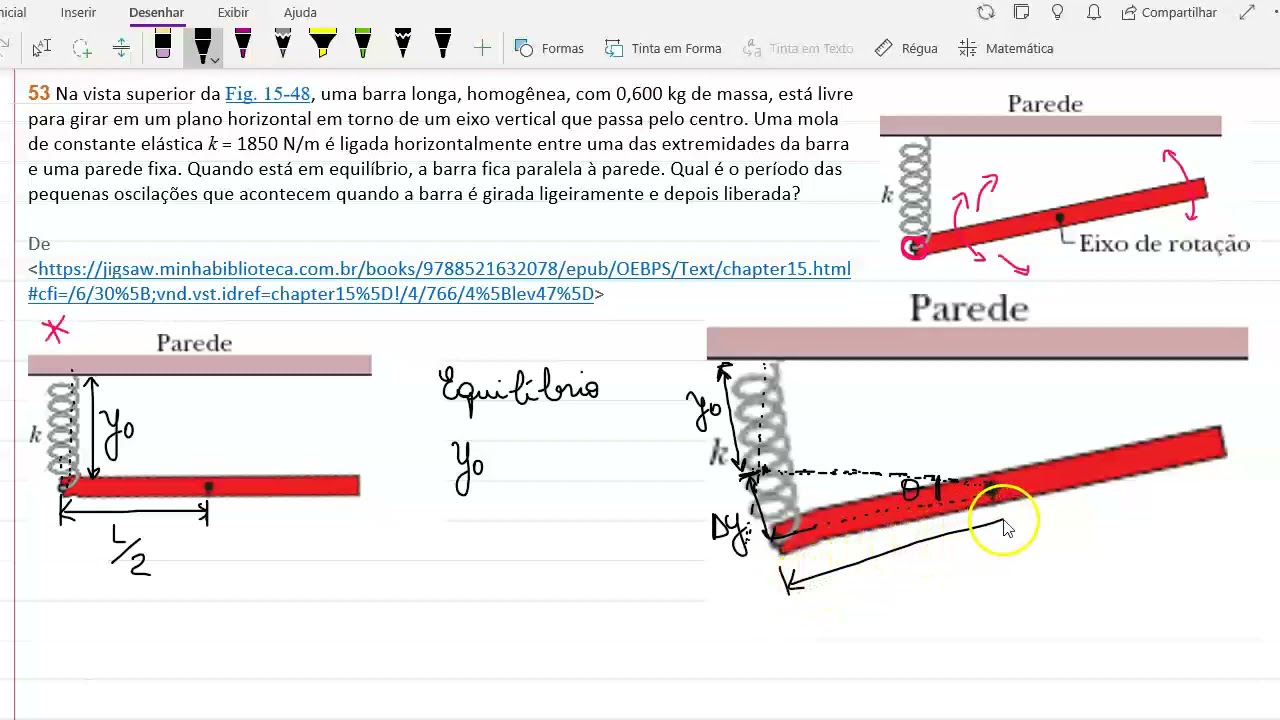Problema 53 Cap 15 Halliday - Pêndulo torção e mola