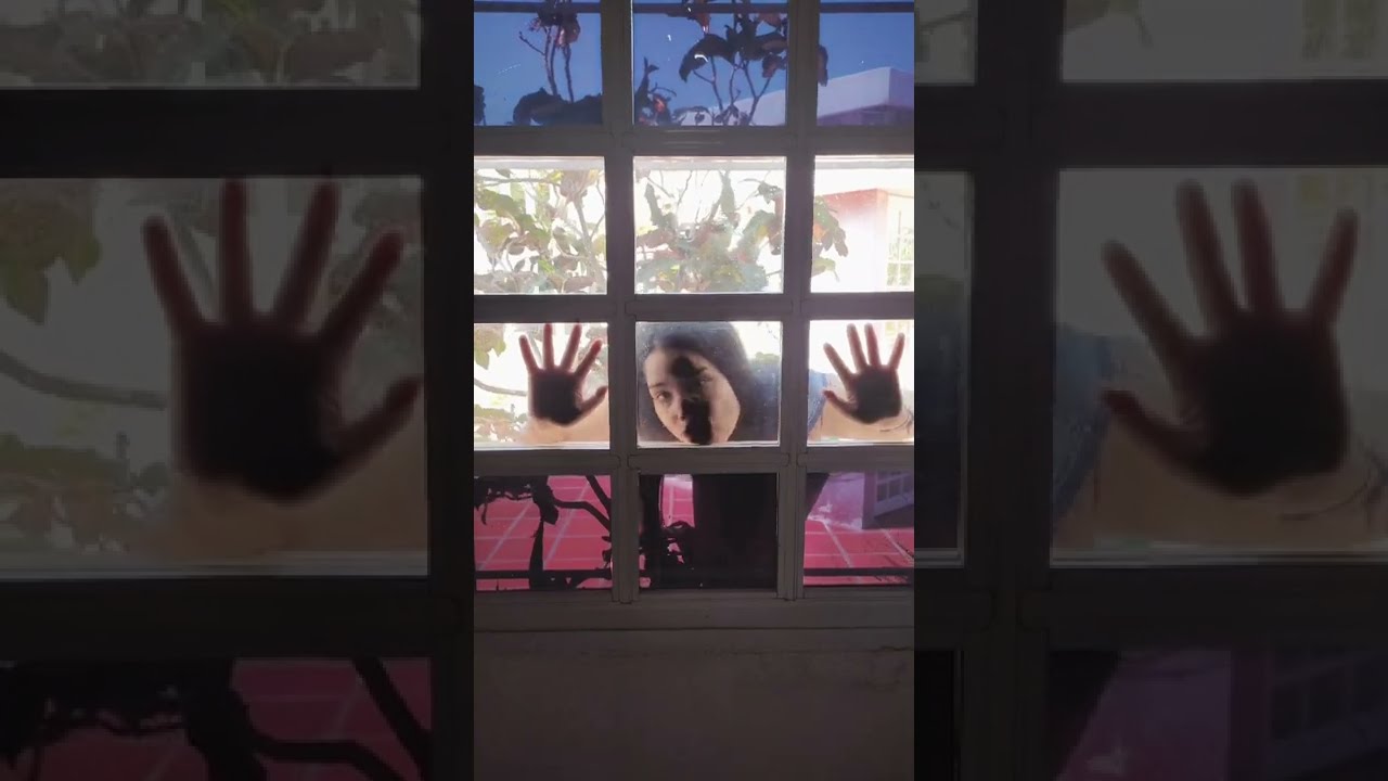Girl squishing face against the glass 4
