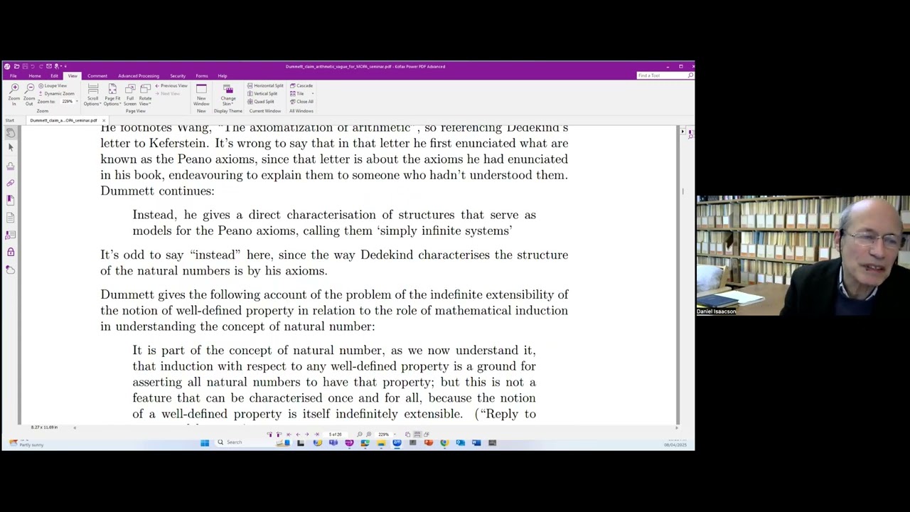 Daniel Isaacson: Consideration of Dummett's claim that the meaning of natural number is...