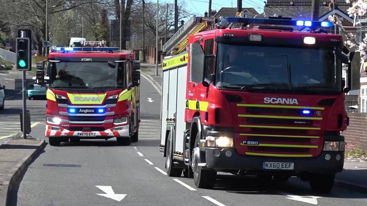 Dorset & Wiltshire Fire and Rescue conducting driver training past Eastleigh Fire station