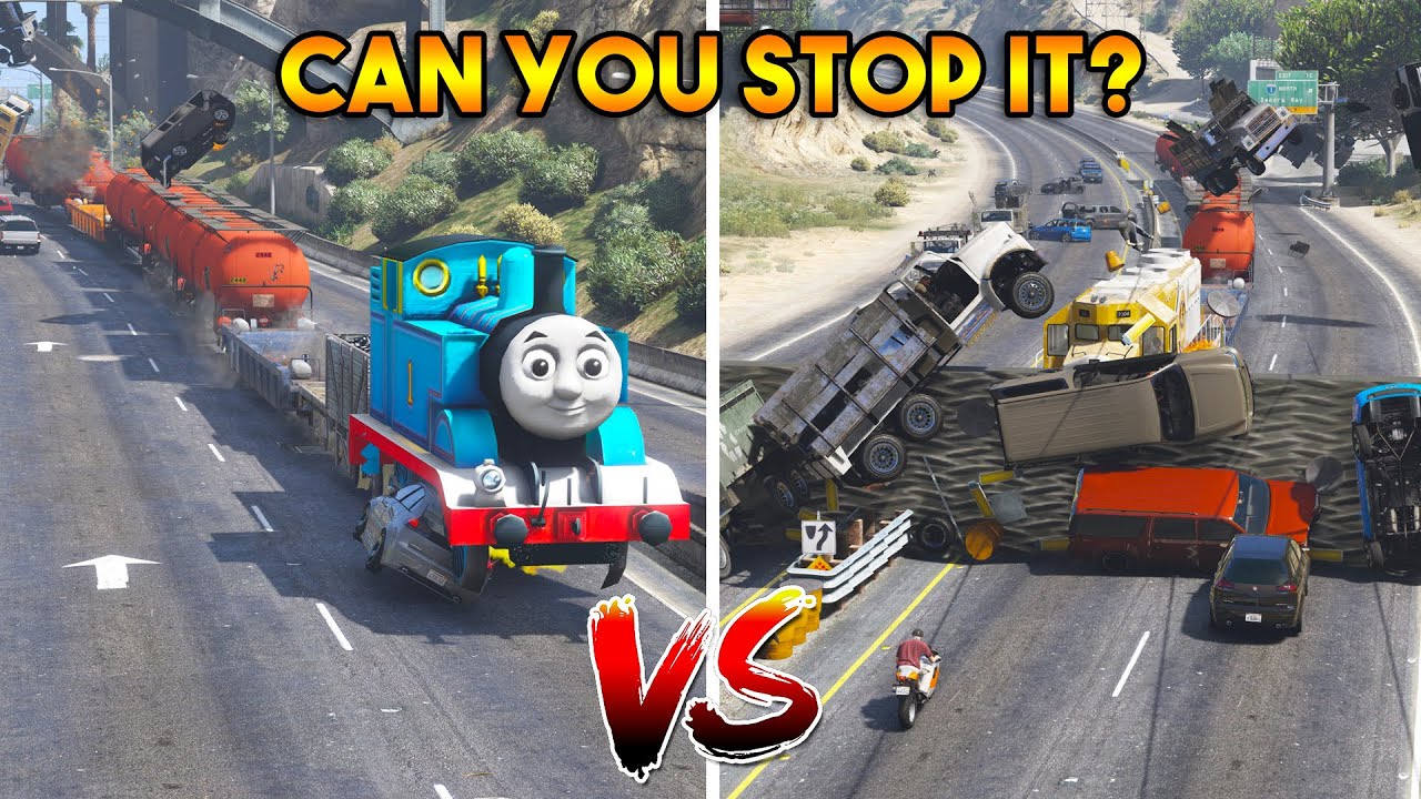 GTA 5 : THOMAS VS TRAIN (CAN YOU STOP THE TRAIN?) | @OnespotGaming on @GamingTak