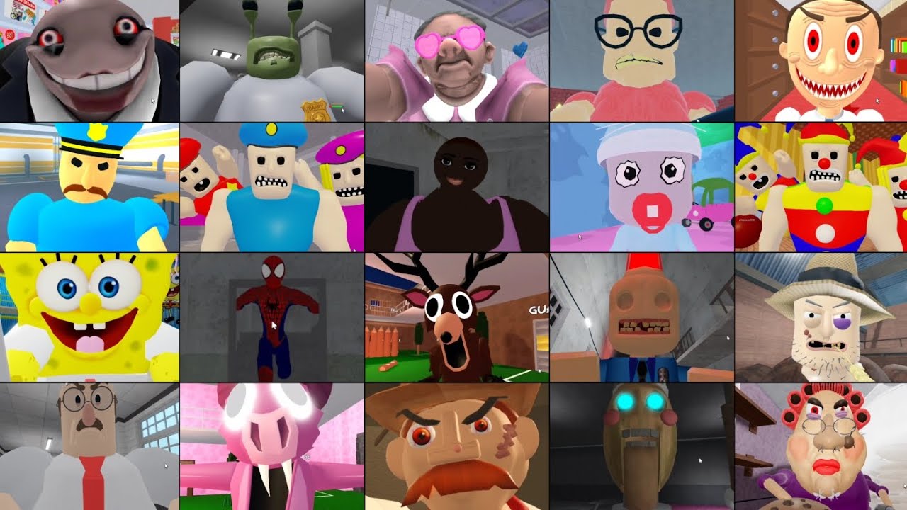 YUMMYS SUPERMARKET,TIM FARM,BARRAS HOUSE,BARRY ALIEN,FATHER,CRAZY BABY,SIREN COP ROBLOX JUMPSCARE'S 