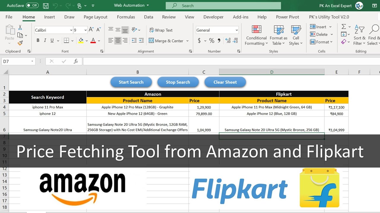 Price Fetching Tool from Amazon and Flipkart | Web Automation using VBA