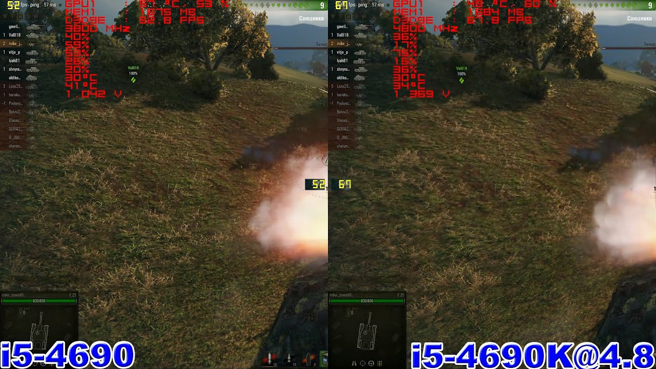 i5-4690 vs i5-4690K@4,8 in 12 games (GTX 970)