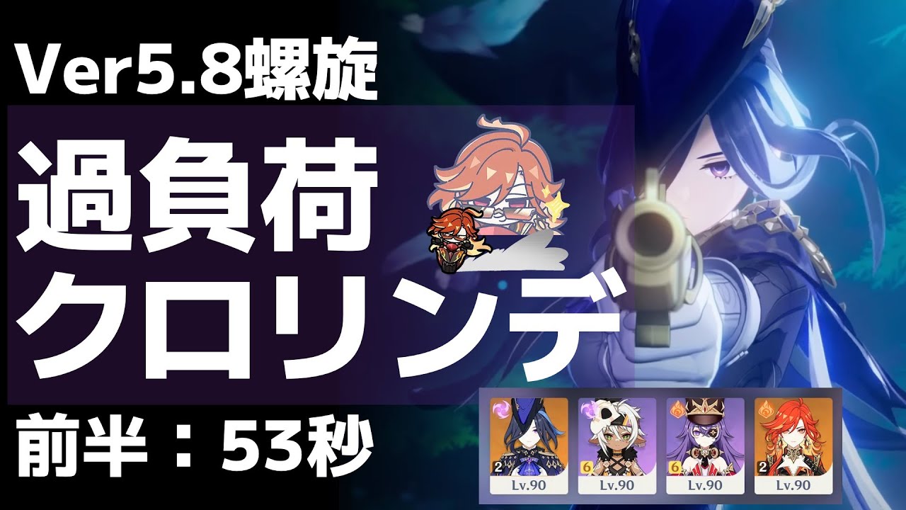【Ver5.8螺旋】Wアタッカー編成の極地！「2凸過負荷クロリンデ」前半通し53秒【原神】
