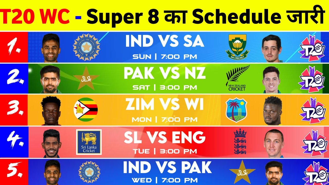 T20 World Cup 2026 Super 8 Schedule - T20 World Cup Super 8 Schedule 2026