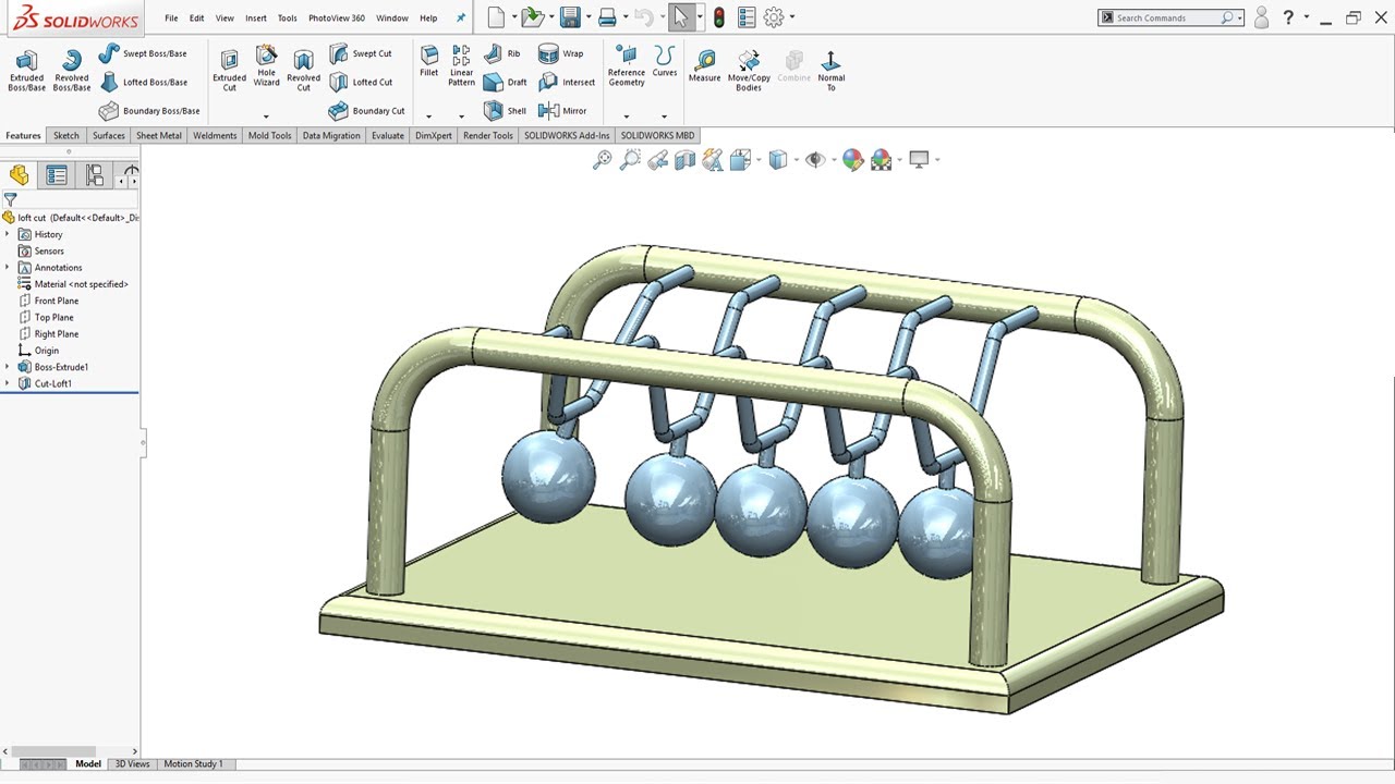 SolidWorks motion study | Newton toy in solidworks