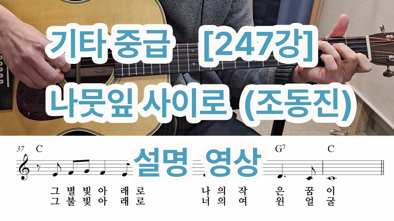 [기타중급 247강] 나뭇잎 사이로(조동진) 설명 영상